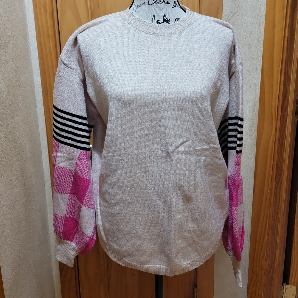 Boutique Sweater, XL, Creme/Multi.